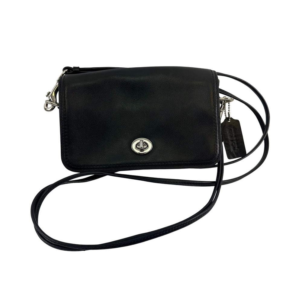 Coach 19914 Legacy Penny Shoulder Bag Black Leather Turnlock Crossbody Purse